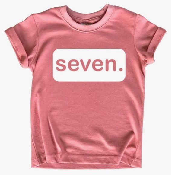 Birthday seventh Seven 7th birthday girls shirt small pink peach tee tshirt top - Picture 2 of 9